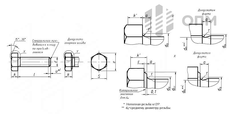Болт шестигранный ГОСТ Р 50792-95