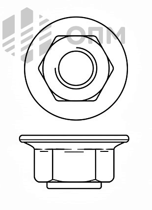 DIN 6927 / EN 1664 Гайка шестигранная самоконтрящаяся цельнометаллическая с фланцем