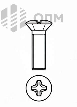DIN 966 Винт с полупотайной головкой и крестообразным шлицем 