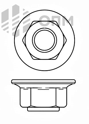 DIN 6926  EN 1663 Гайка шестигранная высокая самоконтрящаяся с фланцем (с неметаллической вставкой)