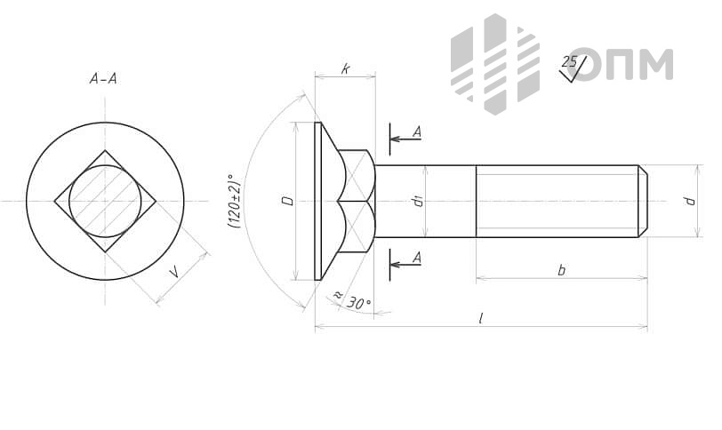 Болт ГОСТ 17673-81 с квадратным подголовком