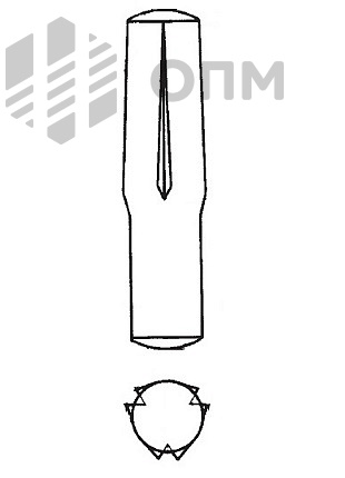 ISO 8741 Штифт насеченный с насечками обратной конусности на половине длины штифта